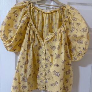 Doen Tennessee Sunshine Floral Puff-Sleeve Blouse